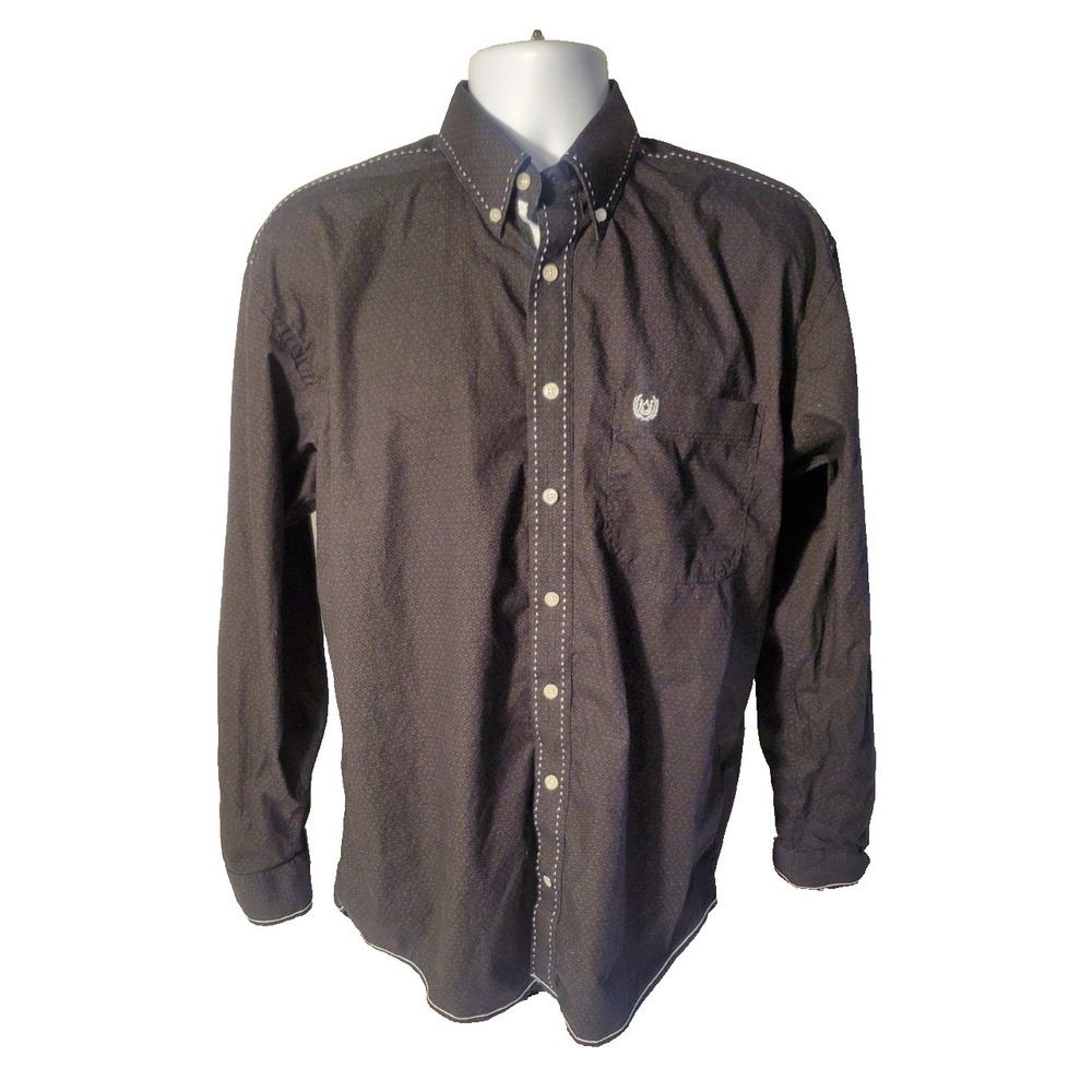 Panhandle Rough Stock Men's M Black Western Shirt Button Down Long Sleeves